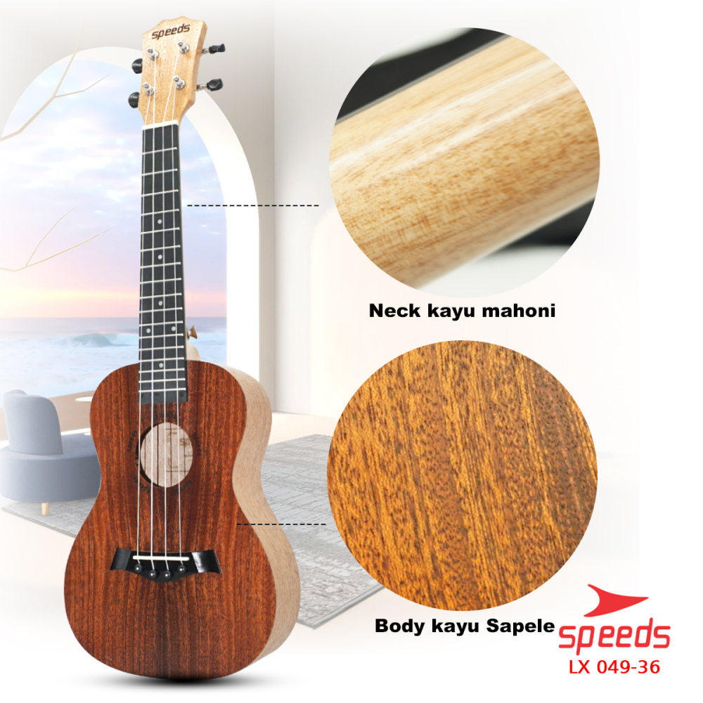 SPEEDS Ukulele 4 Senar Ukulele Concert Ukulele 24 Inch Akustik Kualitas Premium Gitar 049-36