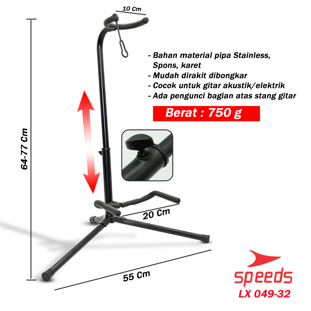 SPEEDS Stand Gitar Bass Ukulele Elektrik Dudukan Gitar Penyangga Gitar Jepitan Impor 049-32