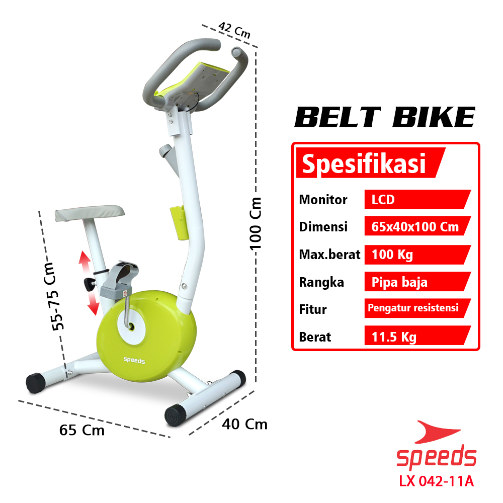SPEEDS Sepeda Statis Excercise Bike Sepeda Fitness Exercise Belt Bike Alat Fitness 042-11