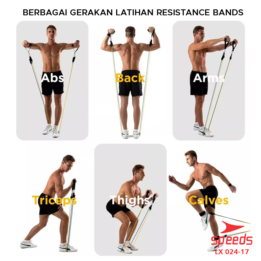 SPEEDS Resistance Bands 11 in 1 Set Tali Pembantu Gym Premium Bands Power 024-17
