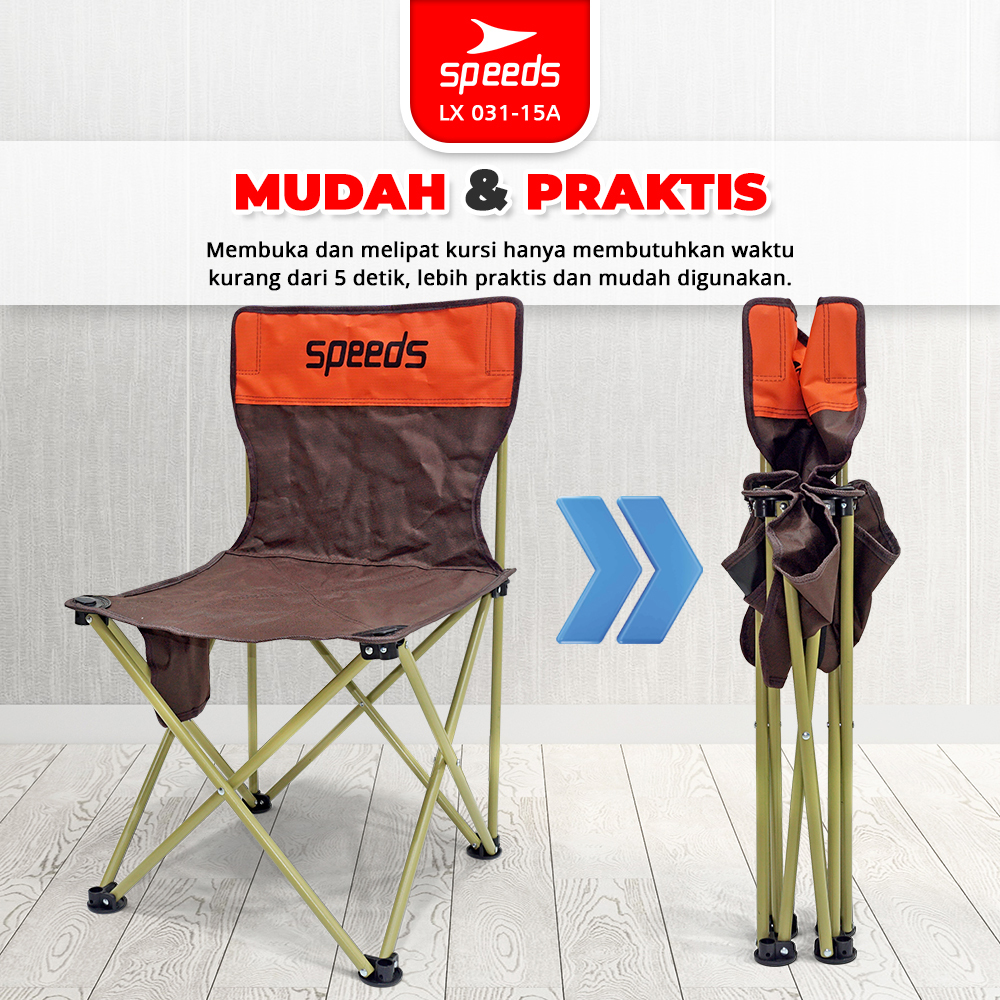 SPEEDS Kursi Lipat Kemah Outdoor Portabel Camping Folding Chair Kursi Taman LX 031-15A