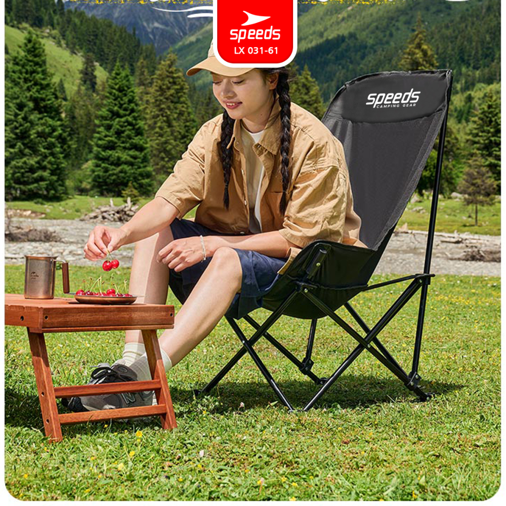 SPEEDS Kursi Lipat Portable Camping Hiking Outdoor Moon Chair Bahan Kain Oxford 031-61