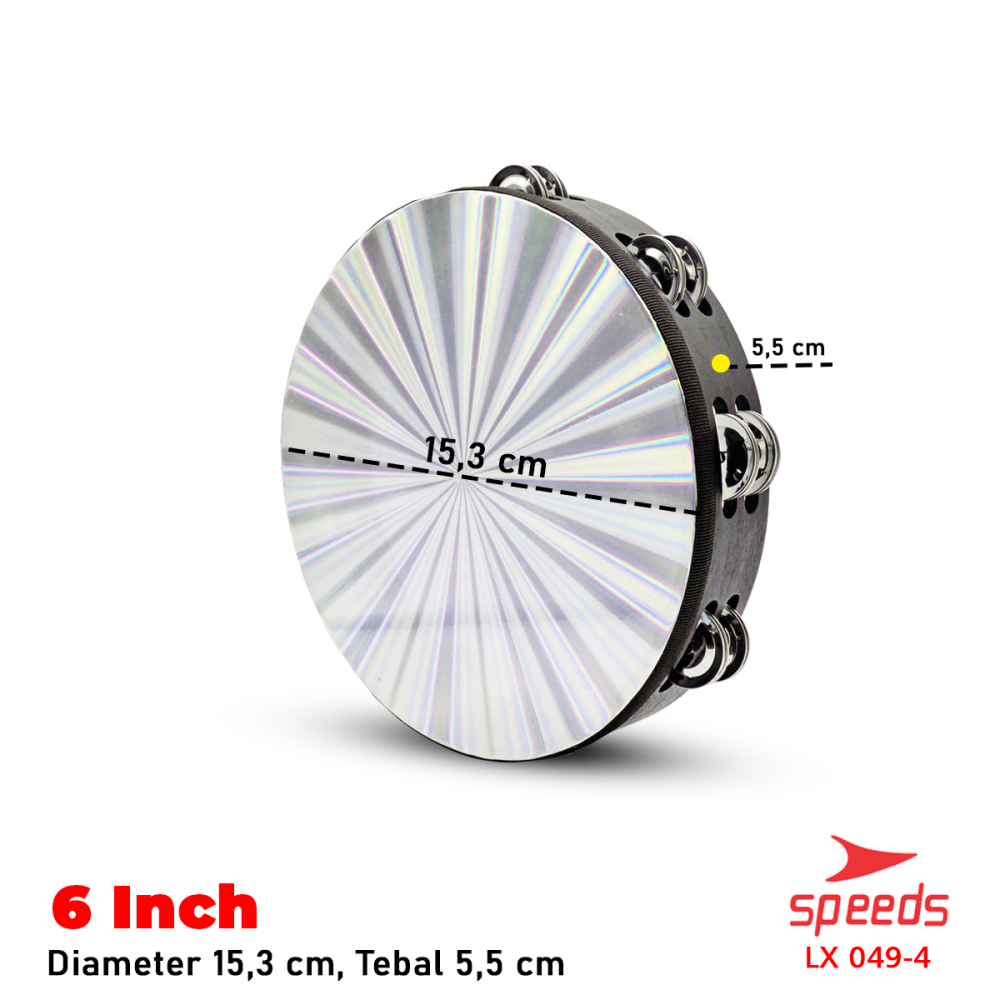 SPEEDS Alat Musik Tamborin Tambourine Hologram Kecrekan Tambourine Tamborine 8 10Inch 049-4