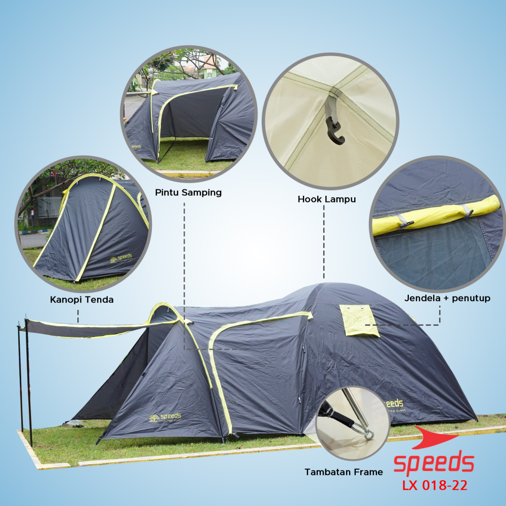 SPEEDS-Tenda Camping Dome Kapasitas 6 Orang Tenda Kemah Gunung Camping Tent Outdoor-Indoor 2 Layer 018-22