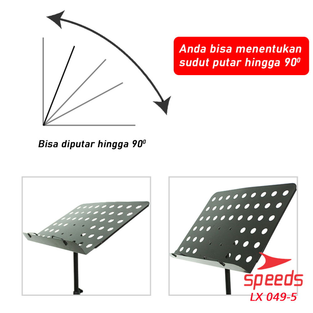 SPEEDS Alat Musik Stand Book Kecil Stand Partitur Untuk Buku Musik Music Stand Lubang-Lubang 049-5