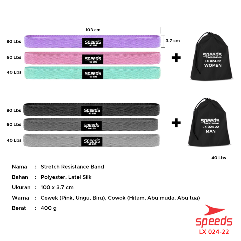 SPEEDS Hip Resistance Band Booty Band Hip Band Karet Yoga Belt Strap Stretching Power Band Karet Fitness Flexi Band 024-22