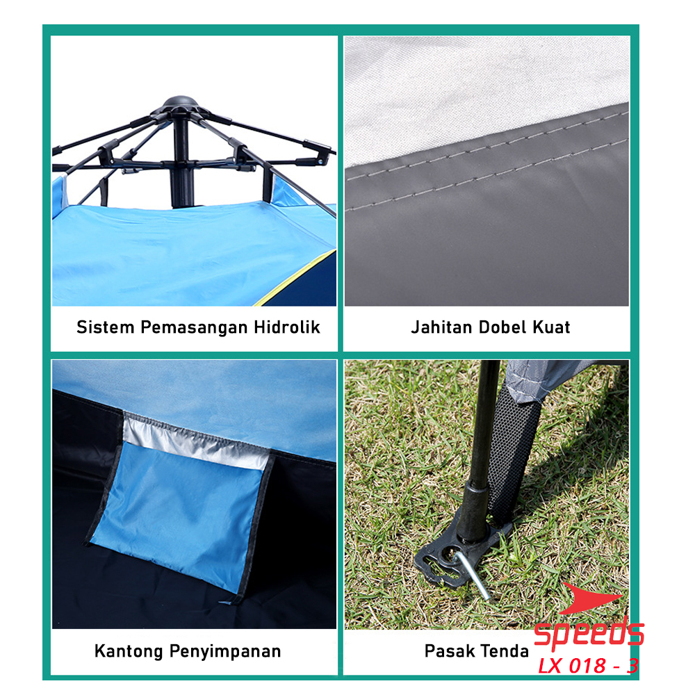 SPEEDS Tenda Camping Tenda Kemah Speeds 2 Orang Lipat Portable Tipe Pyramid Import Original 018-3