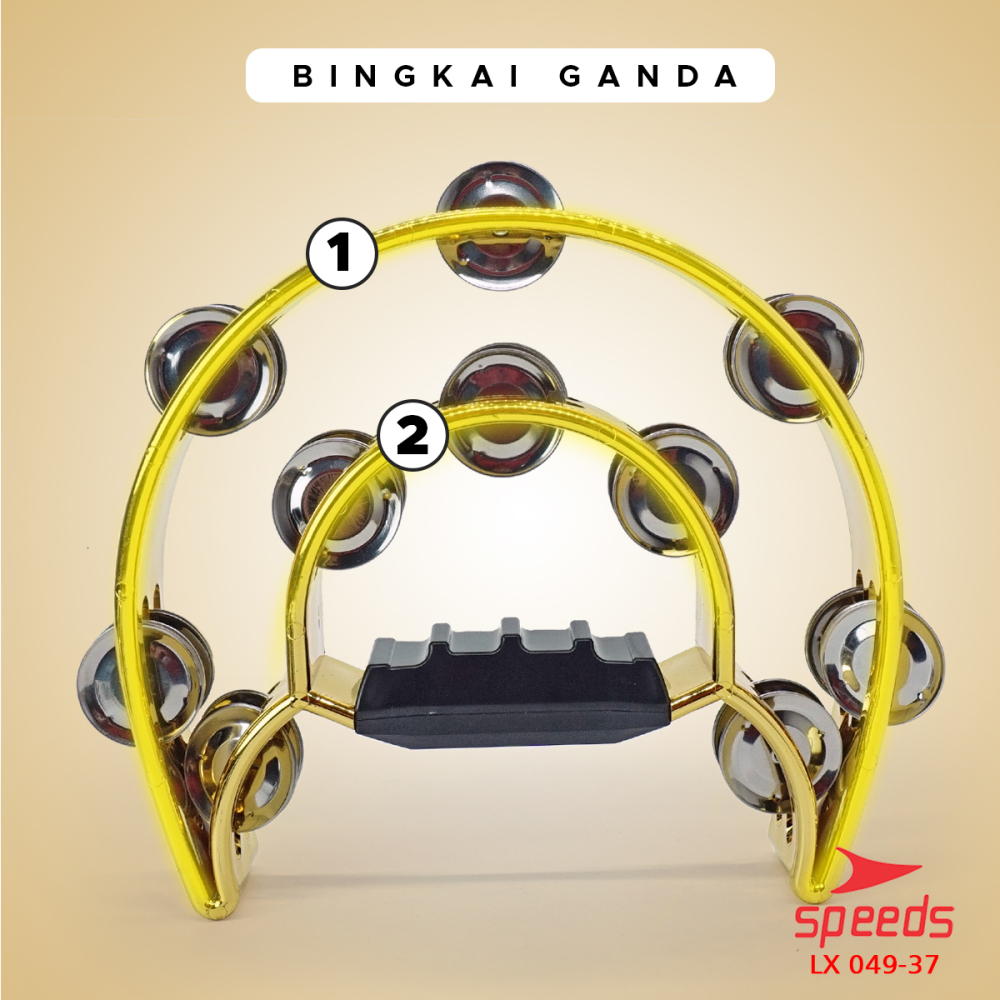 SPEEDS Alat Musik Tamborin Kecrekan Tamborine Gereja Tambourine Instrumen Double Ring 049-37
