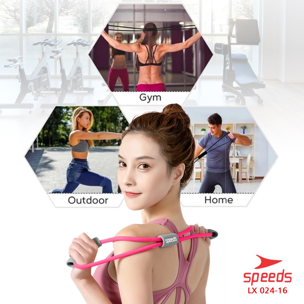 SPEEDS Tali Stretching Olahraga Portable Fitness Gym Yoga 8 Toning Tube Resistance Band Stretch Rope 024-16