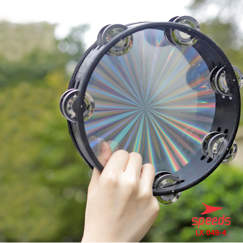SPEEDS Alat Musik Tamborin Tambourine Hologram Kecrekan Tambourine Tamborine 8 10Inch 049-4