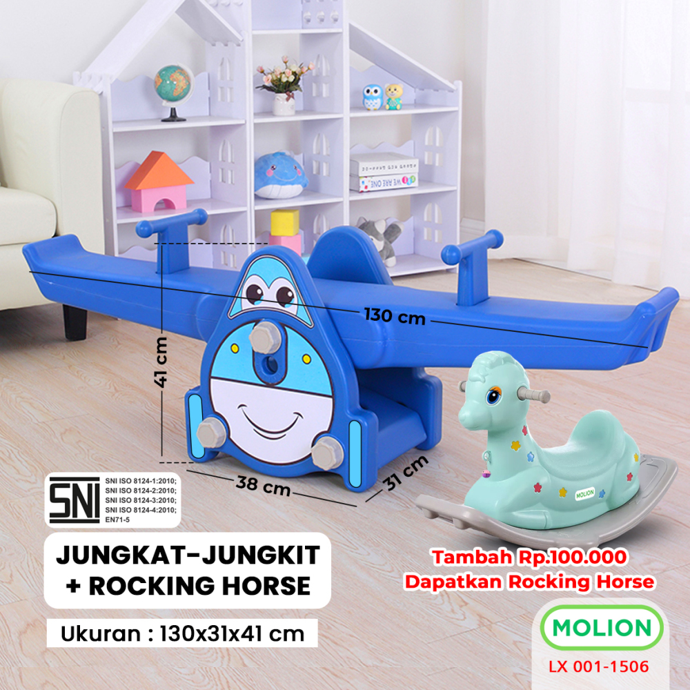 Mainan SNI Jungkat Jungkit Kuda Kudaan Mainan Anak Jungkat Jungkit Rocking Horse Bahan HDPE Jungkat-Jungkit Playground Berstandar 001-M1506