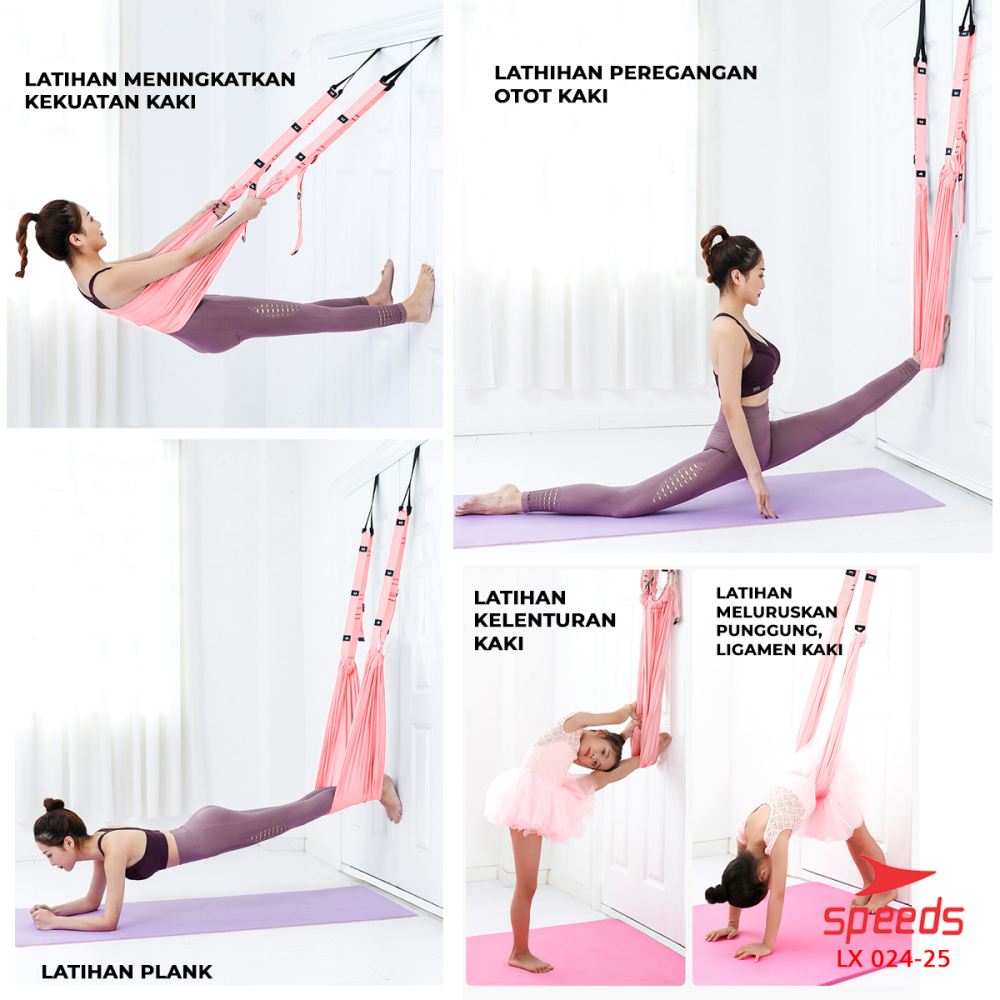 SPEEDS Swing Yoga Set Aerial Yoga Gravity Inversion Pilates Yoga Hammock Swing Pilates Resistance Band Power Band Karet Fitness Balance 024-25