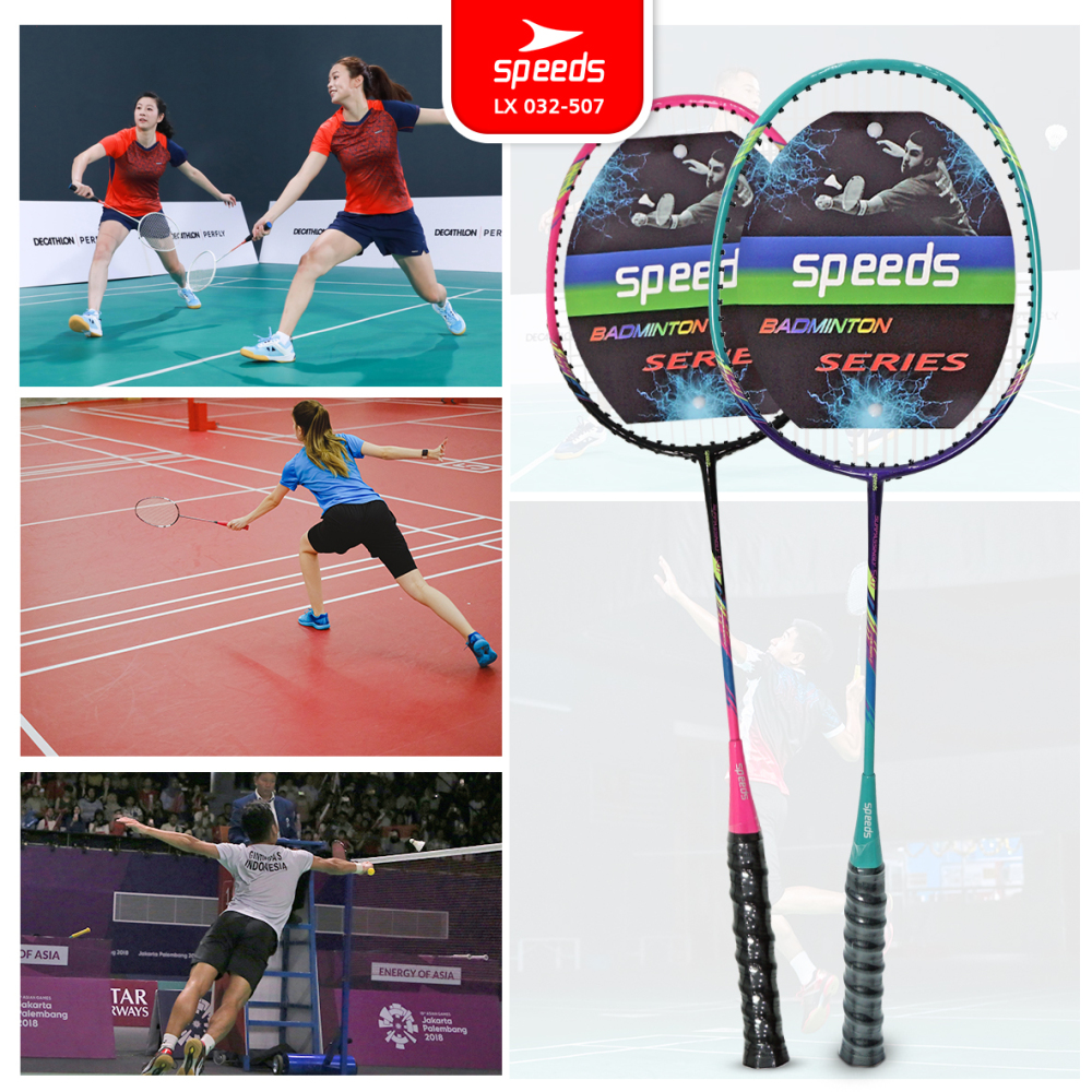 SPEEDS Raket Racket Badminton Raket Bulu Tangkis Raket Olahraga 1 Set isi 2pcs Outdoor 032-507