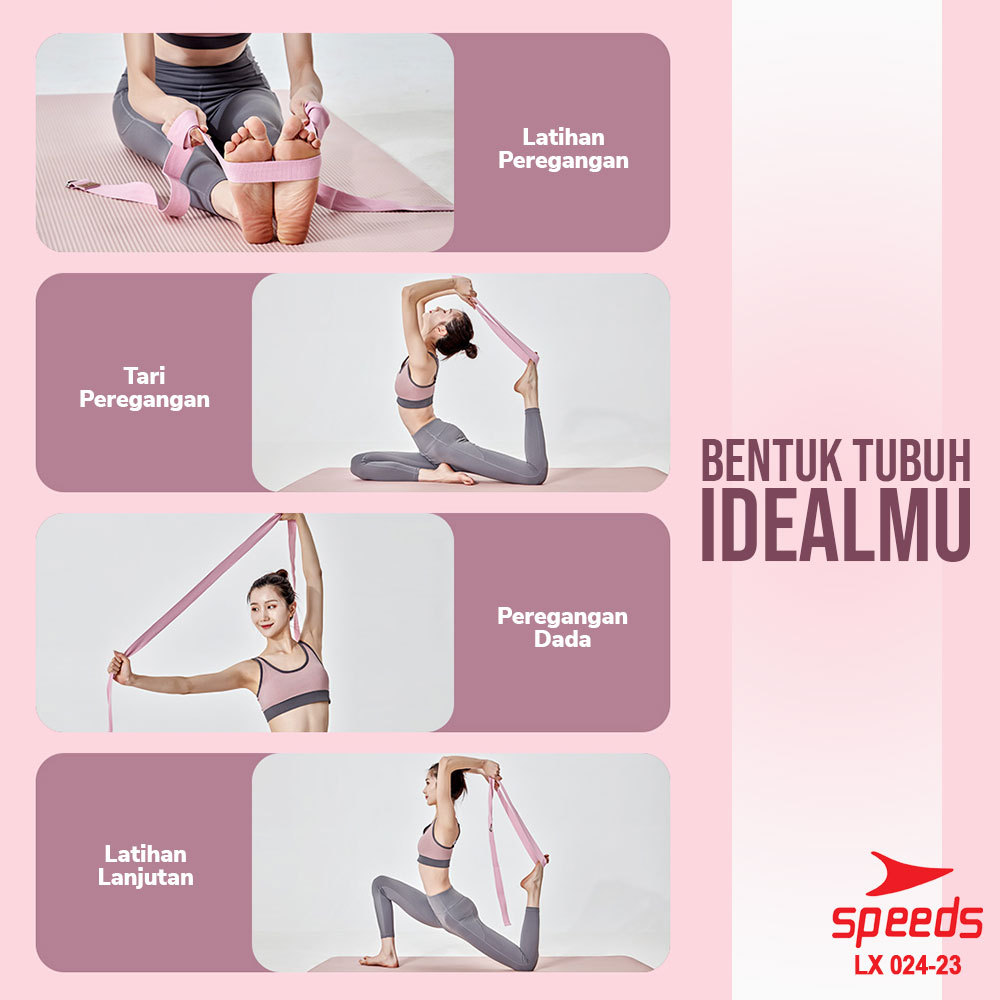 SPEEDS Yoga Strap Yoga Belt Tali Yoga Ring Yoga 185cm Stretching Strap Power Band Resistance Band Anti Slip Karet Fitness Pilates Ringan 024-23