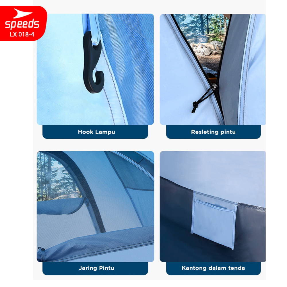 SPEEDS Tenda Camping Tenda Kemah Speeds 4 Orang Lipat Portable Import Original 018-4