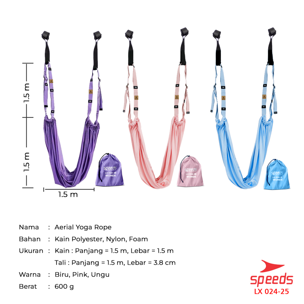 SPEEDS Swing Yoga Set Aerial Yoga Gravity Inversion Pilates Yoga Hammock Swing Pilates Resistance Band Power Band Karet Fitness Balance 024-25