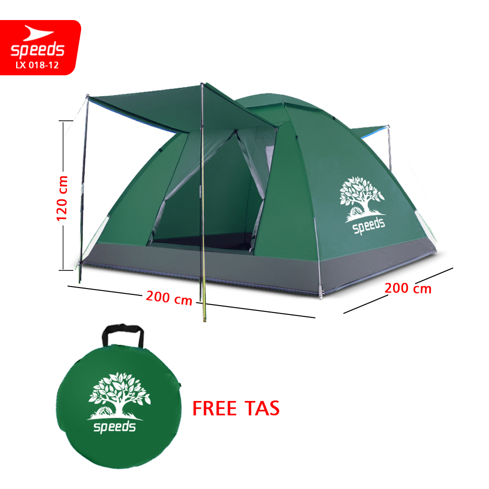 SPEEDS Tenda Camping Family Otomatis Piknik 2-3  Orang Dengan Alas Anti Air 018-12