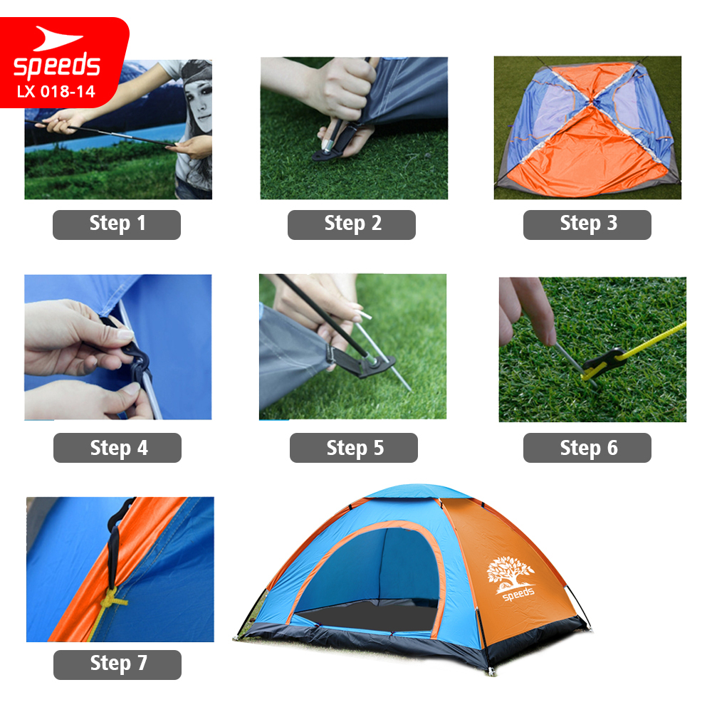 SPEEDS Tenda Camping Kapasitas Luas 3-4 Orang Tenda Gunung Camo Model Dome Loreng Outdoor Indoor New 018-14