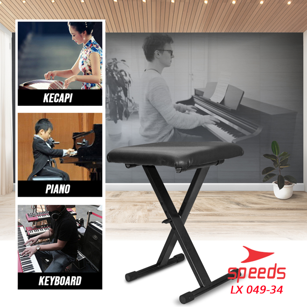 SPEEDS Alat Musik Kursi Lipat Kursi Untuk Piano Kursi Piano Portable Single Untuk Anak dan Dewasa 049-34