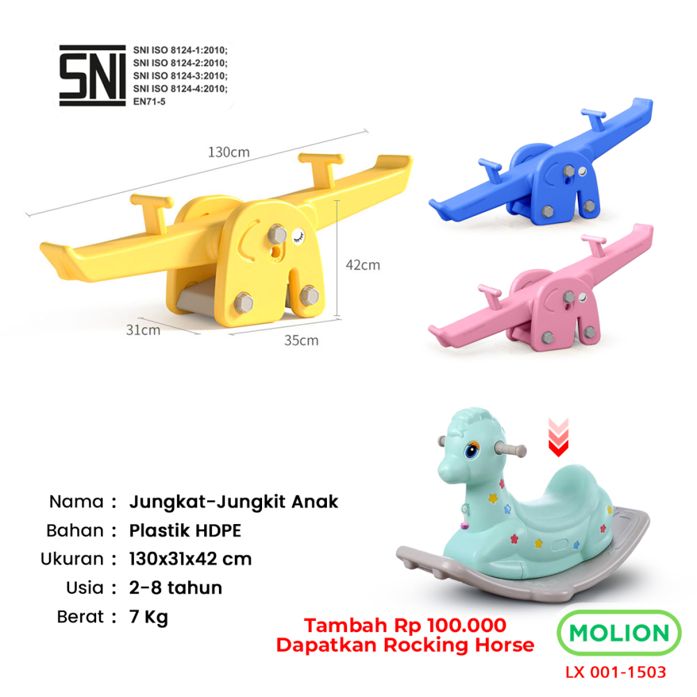 Mainan SNI Jungkat Jungkit Anak Seesaw Prosotan Jungkat-Jungkit Playground Perosotan Kuda Kudaan Berstandar 001-M1503