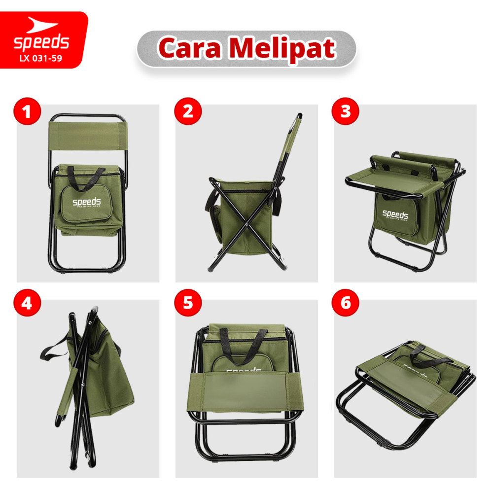 SPEEDS Kursi Lipat + Tas Pendingin Portabel Camping Outdoor Indoor Multifungsi LX 031-59