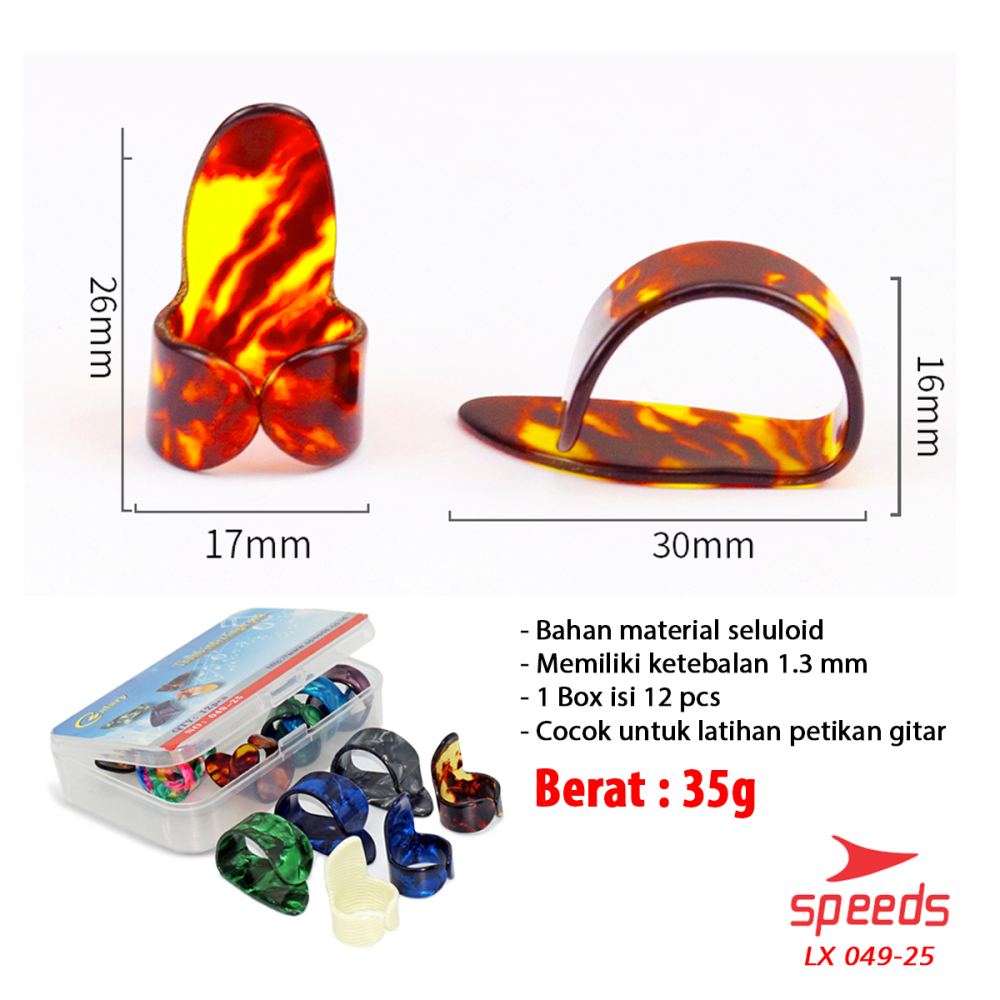 SPEEDS Pick Gitar Alat Musik Pick Finger Celluloid Pemetik Gitar Akustik Elektrik 049-25