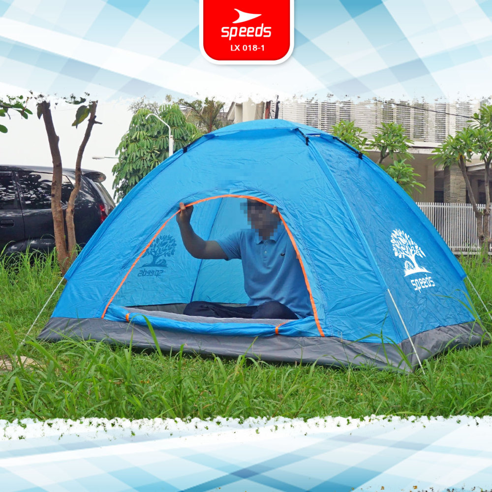 SPEEDS Tenda Camping Biru Kapasitas 1-3 Orang Tenda Otomatis Outdoor & Indoor Tenda Gunung 018-1