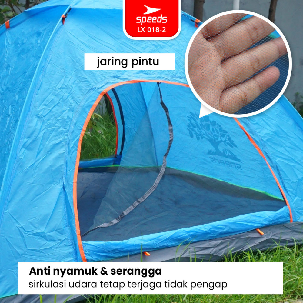 SPEEDS Tenda Camping Biru Kapasitas 4 Orang Tenda Otomatis Outdoor & Indoor Tenda Gunung 018-2