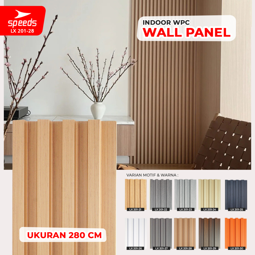 SPEEDS Wallpanel Wood Panel WPC Panel wood Wall panel Composite Dinding Kisi Kisi Kayu Premium LX 201-28
