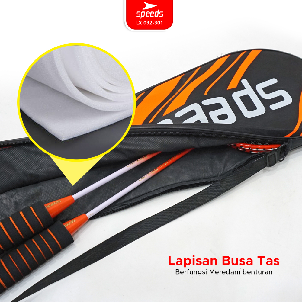 SPEEDS Raket Bulu Tangkis Raket Badminton Original 1 Set isi 2pcs Free Tas Racket 032-301