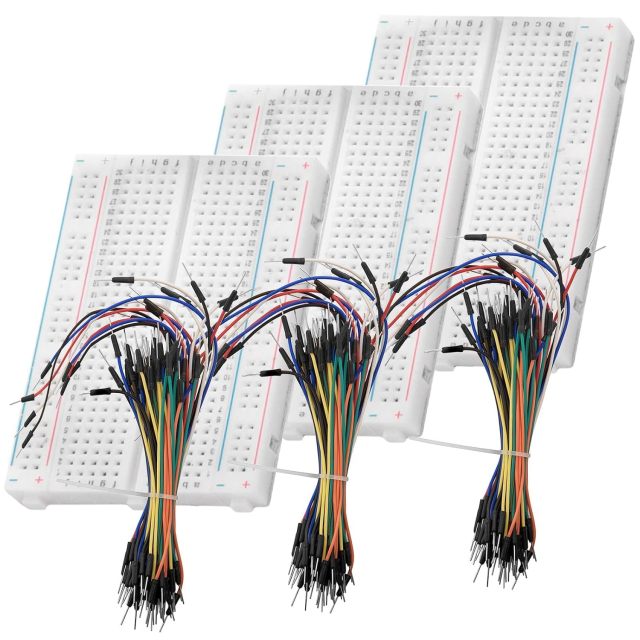 Breadboard Kit - 3 x 65 Pieces Jumper Wire Cable M2M and 3 x Mini Breadboard 400 Pins