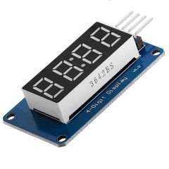 4-digit digital tube display module with adjustable brightness. Comes with clock dot accessories and TM1637 driver.