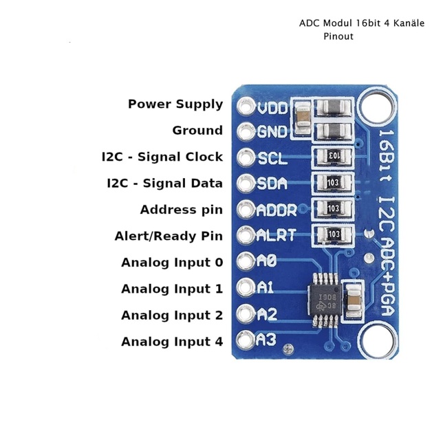 4-channel ADS1115 Miniature 16-bit Precision Analog-to-Digital Converter (ADC) Development Board Module