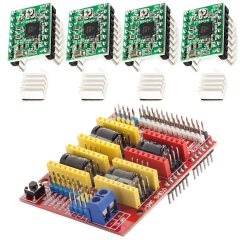 CNC Shield V3 Bundle mit 4 Stück A4988 Schrittmotor Treiber Stepper mit Kühlkörper, 3D Drucker kompatibel mit