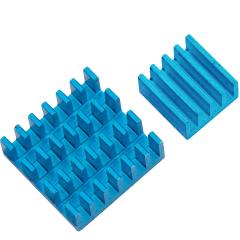 2er Set Blaue Alu Kühlkörper passiv kompatibel mit Raspberry Pi 3 mit wärmeleitender Spezialklebefolie