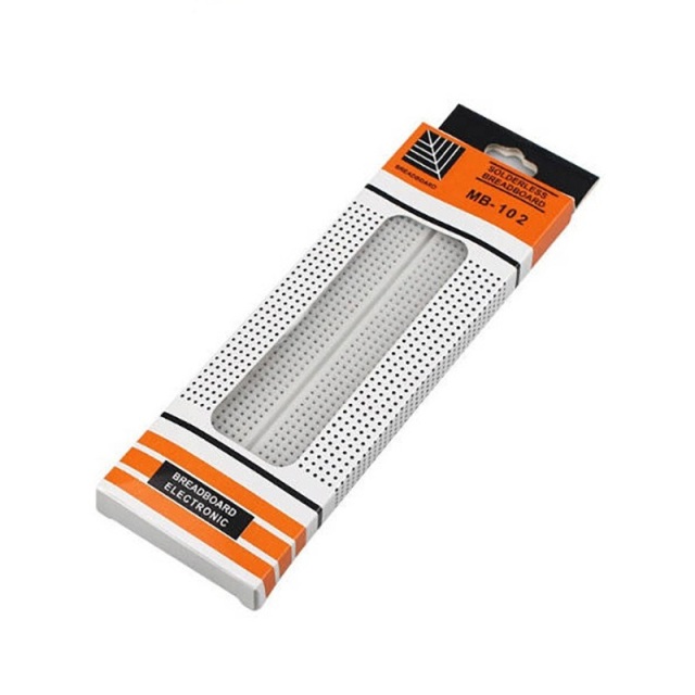 MB-102 Solderless Breadboard – 830 Tie Points, Dual Power Rails, Self-Adhesive Backing for Arduino & DIY Electronics Prototyping