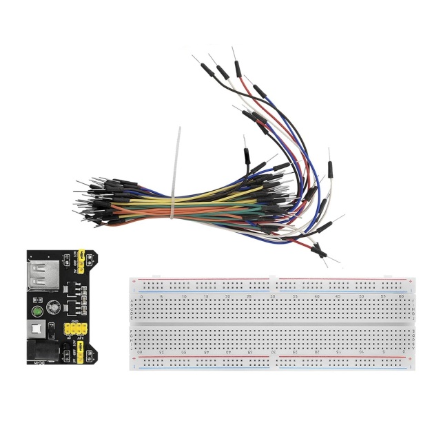 Wholesale  MB102 breadboard, black power module, 830-hole large breadboard, 65 sets of colorful jumper wires breadline set