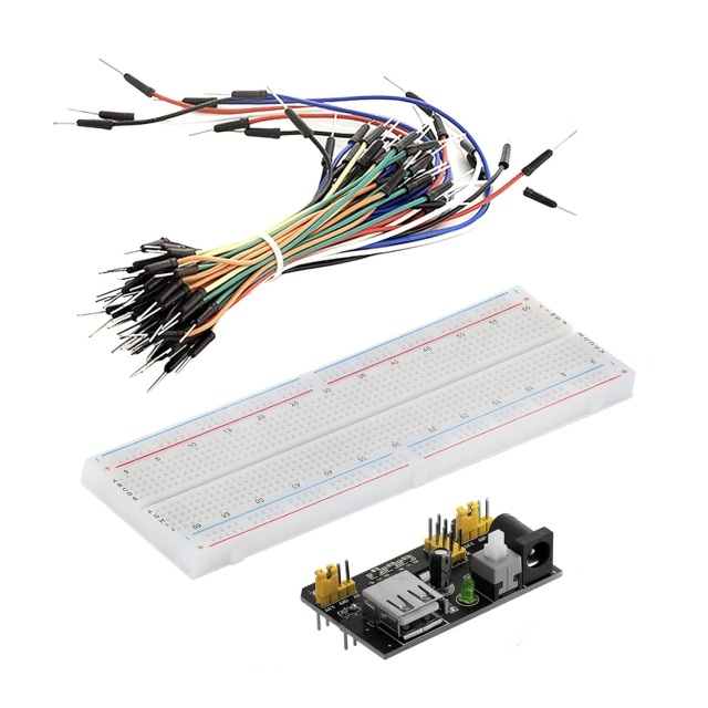 Wholesale  MB102 breadboard, black power module, 830-hole large breadboard, 65 sets of colorful jumper wires breadline set