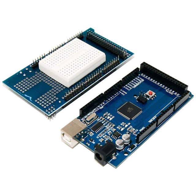 MEGA2560 R3 Microcontroller Development Board Kit with Integrated Breadboard Expansion Shield ATMEGA2560 Programming Mainboard For DIY Robot 3D Printer Electronic Learning
