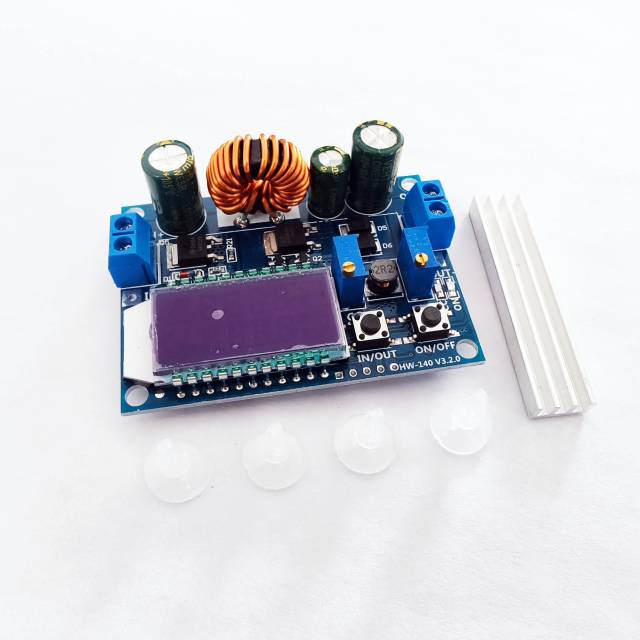 LCD Digital Display DC-DC Buck Boost Converter 0.5-30V 4A 50W Adjustable CV CC Power Supply Module With Heat Sink