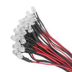 5mm 12V Pre-wired LED Light Indicator Lamp, Red Black Wire Pre-soldered Diode Light
