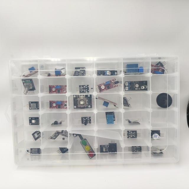 35 In 1 Multi-Function Sensor Module Kit, Universal Microcontroller Electronic Training Detector Sensors, Maker DIY Experiment Compartment Storage Case