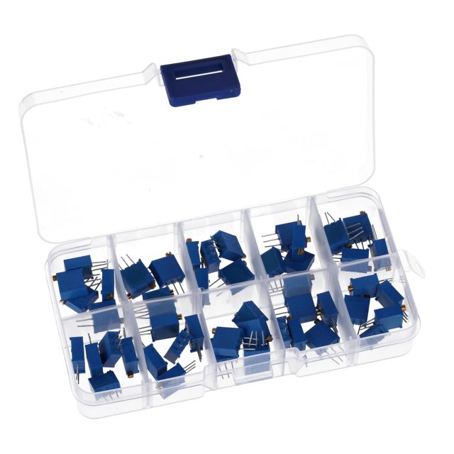 3296W Precision Multi-turn Potentiometer Kit - 10 Common Resistance Values with Storage Box