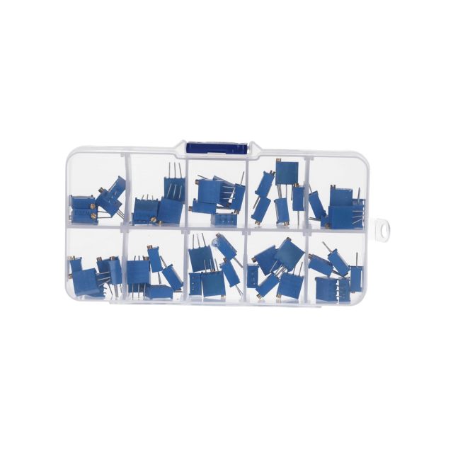 3296W Precision Multi-turn Potentiometer Kit - 10 Common Resistance Values with Storage Box