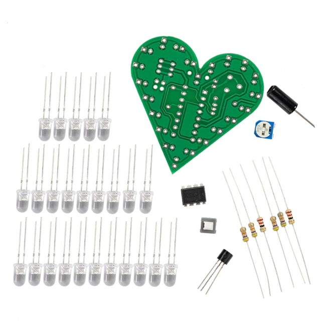 Heart Shape Breathing Lamp DIY Kit - LM358 Chip Driven, DC 4V-6V, Includes Full Components & Soldering Guide