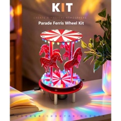 DIY Carousel Rotating Horse LED Light Kit Soldering Electronic Assembly Kit Colorful Lamp Adjustable Speed Motor DIY Crafts Educational STEM Toy Gift for Teens Adults