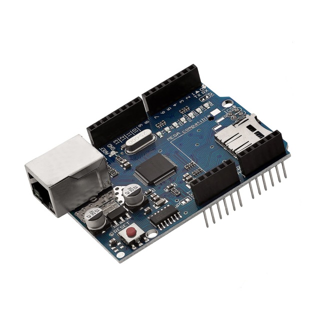 W5100 Ethernet Network Shield with SD Card Slot – Compatible for UNO R3 & MEGA 2560 Development Boards