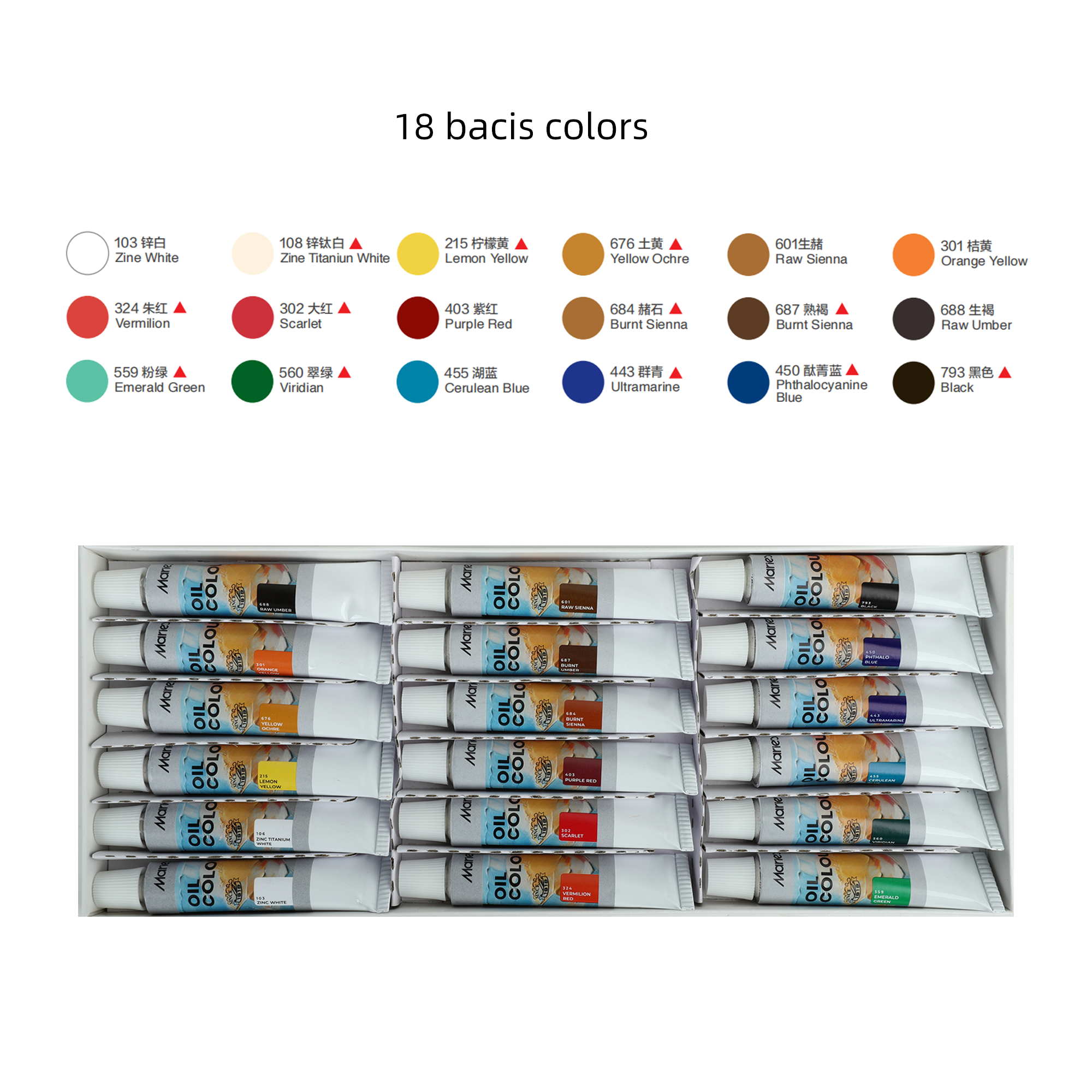 Marie's Oil Colour Set 12ml 18 Colors