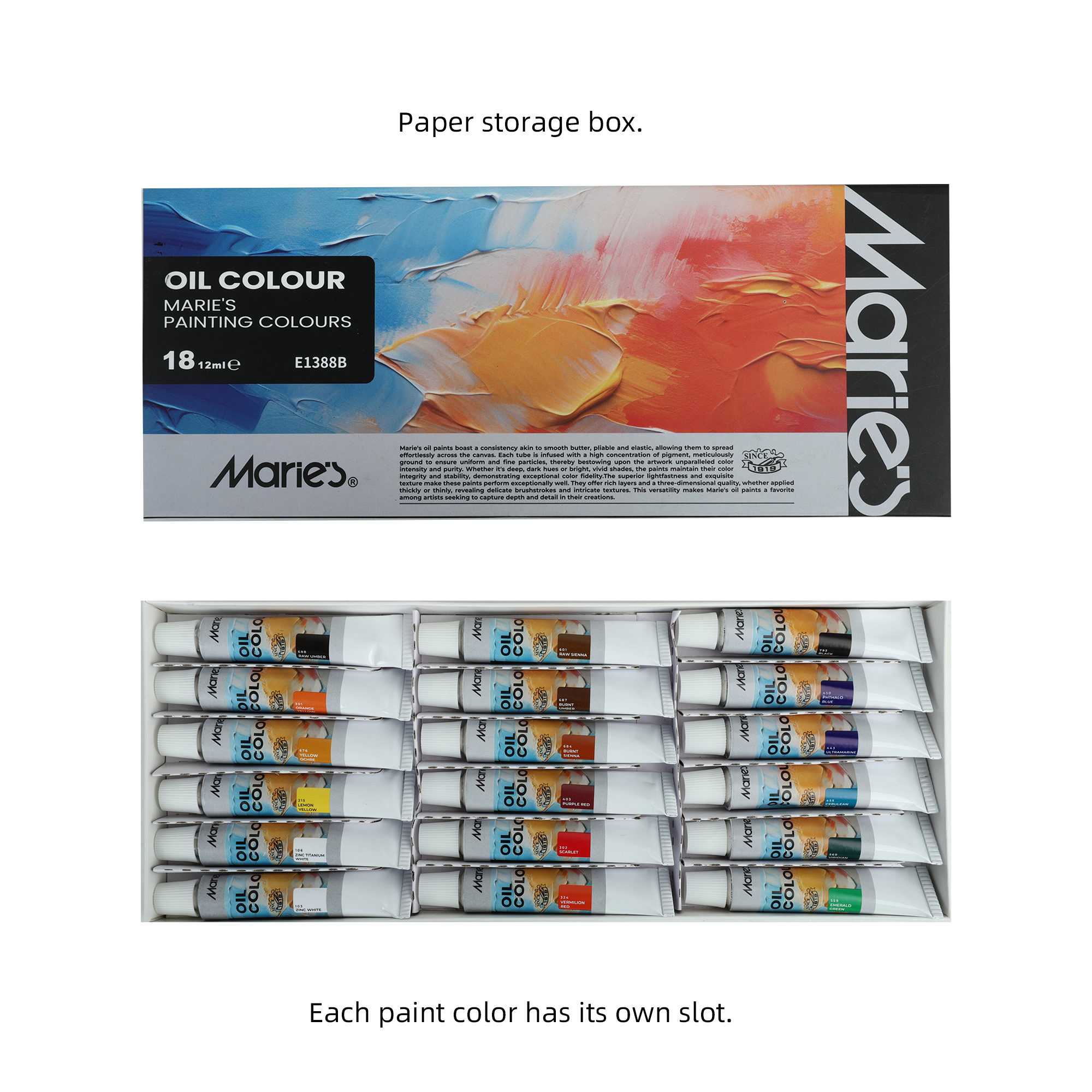 Marie's Oil Colour Set 12ml 18 Colors