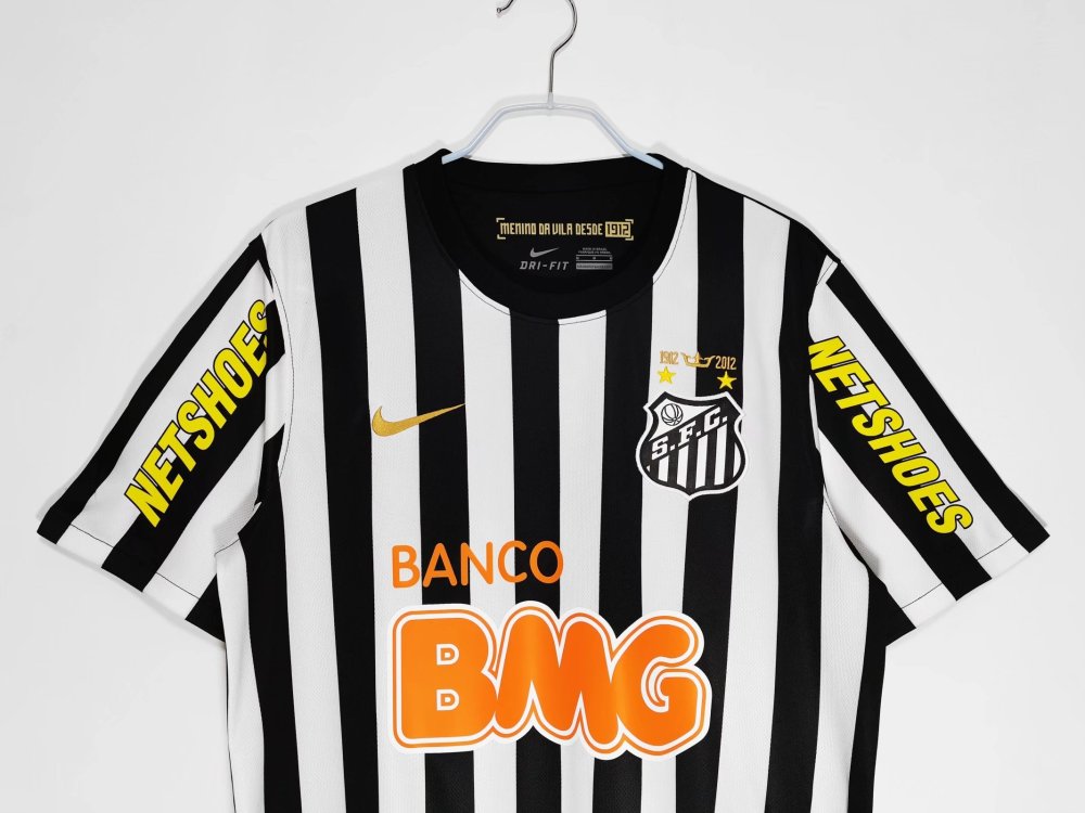 Retro 2012 Santos away black and white Soccer Jersey Neymar JR 11